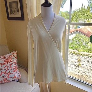 Talbots cream cross over top - size M